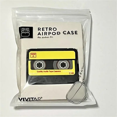 Vivitar Airpods Retro Protective Case Apple Pro Cassette C-90 Silicone w/ Clip